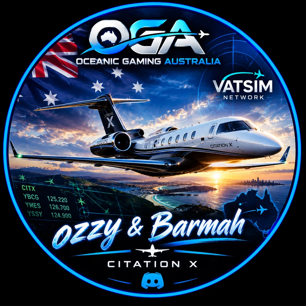 OGA Australian aviation badge featuring a jet and VATSIM branding
